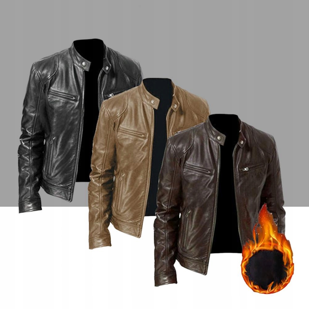 Men Jacket Solid Color Stand Collar Zipper Long Sl Wzór dominujący aztecki