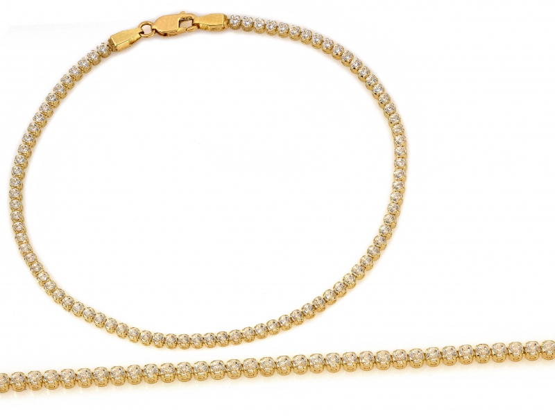 Zlatý tenisový náramek 585 s Bílými zirkony r19 jako dárek 3.74 g