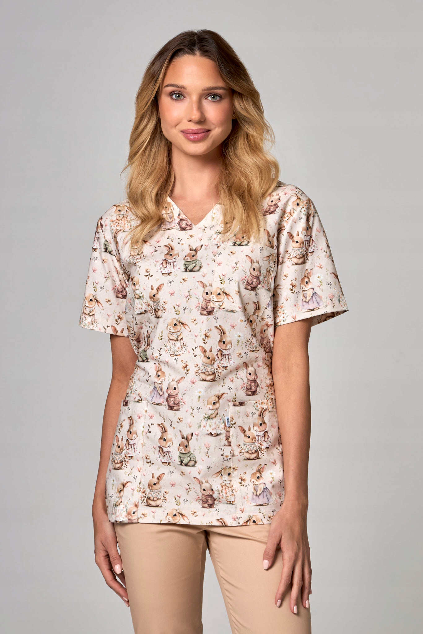 Bluza medyczna damska Papilio bawełniana Premium rodzina króliczków S