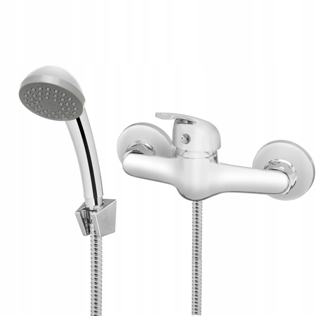 BATERIA WANNOWO PRYSZNICOWA Z ZESTAWEM NATRYSKOWYM ŚCIENNA CHROM MITRIS Stan opakowania oryginalne