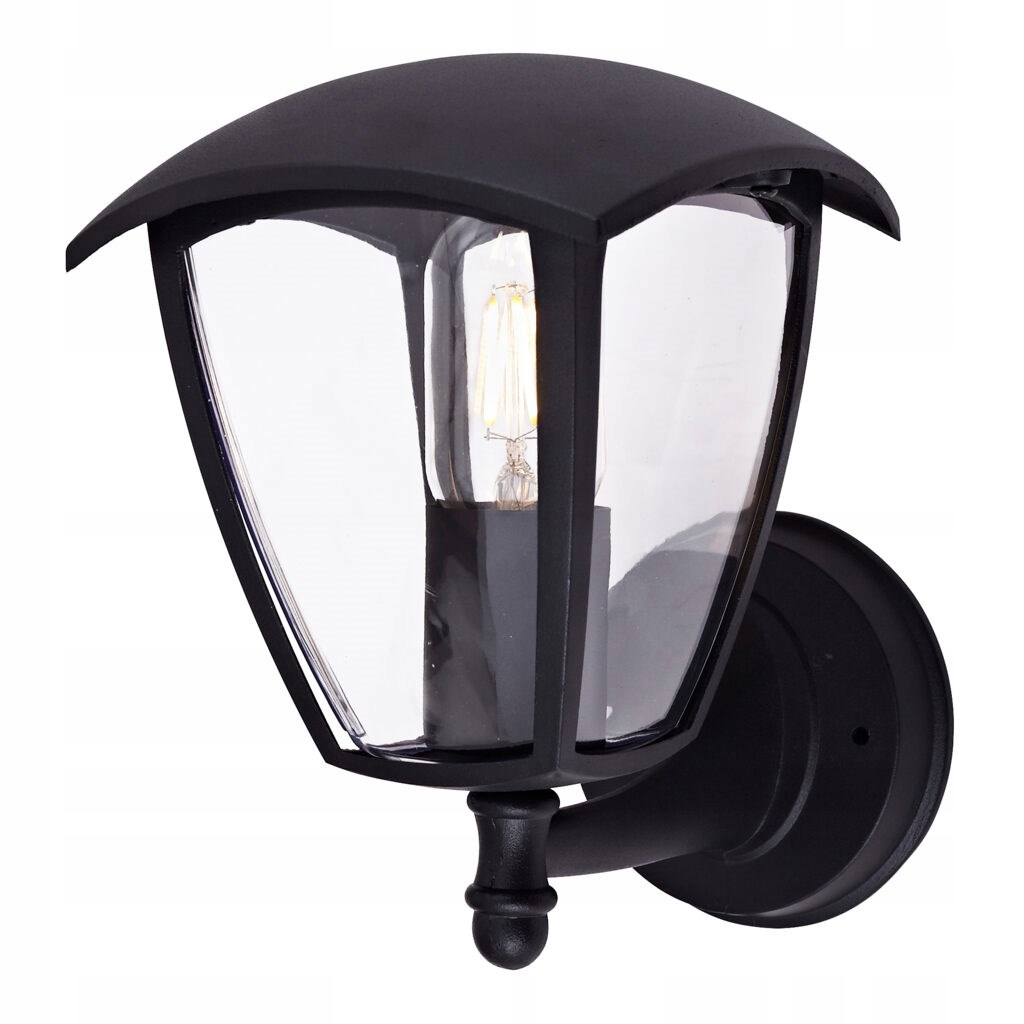 Lampa nástěnná lucerna černá hliníková E27