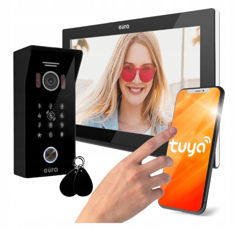 Wideodomofon Eura VDP-99C5 czarny, WiFi, Rfid, Tuya