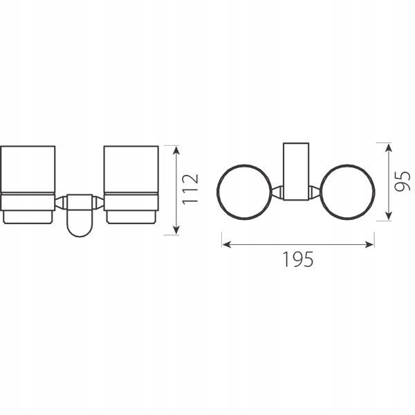 AUDREY szklanka podwójna, chrom AD04 Maks. szerokość 19.5 cm