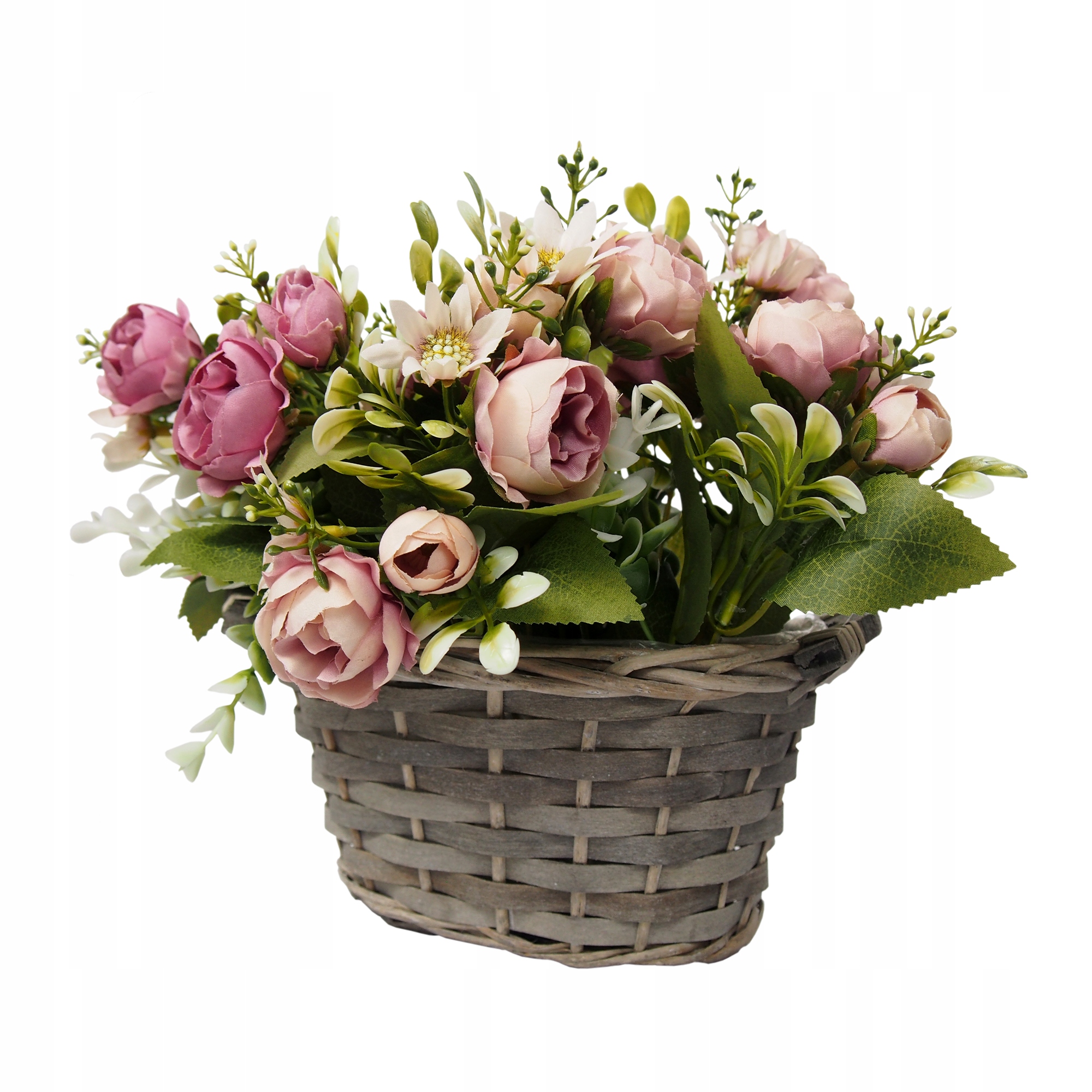 Szara owalna wiklinowa osłonka na doniczkę doniczka na kwiaty i zioła 22 cm