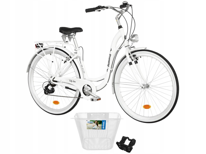 Rower miejski Indiana Moena A7ZP 28 cali damski Biały koszyk
