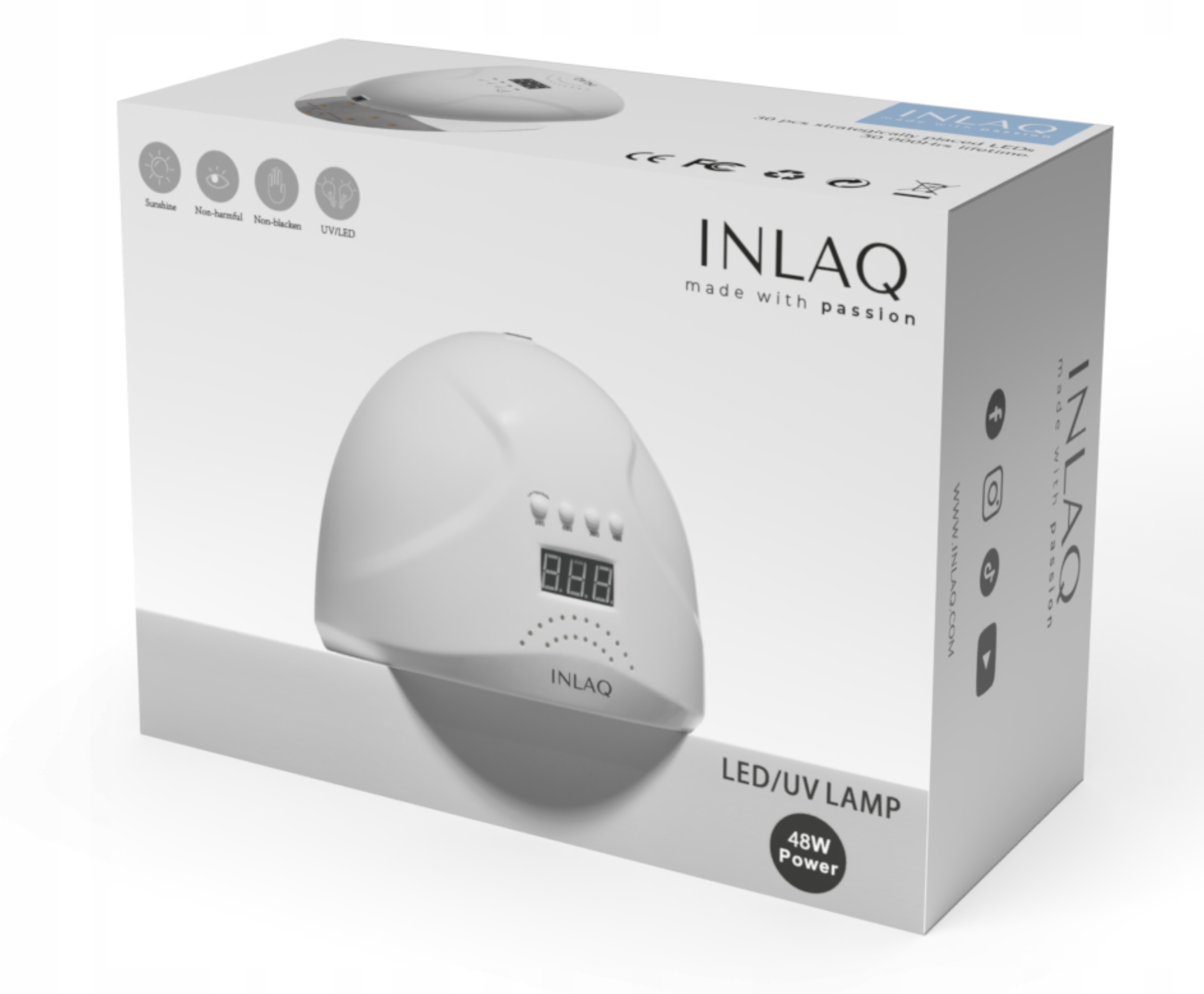 INLAQ Lampa UV LED do Paznokci 48W DUAL do Żeli Hybryd Biała, Sensor, Timer Kolor dominujący biały