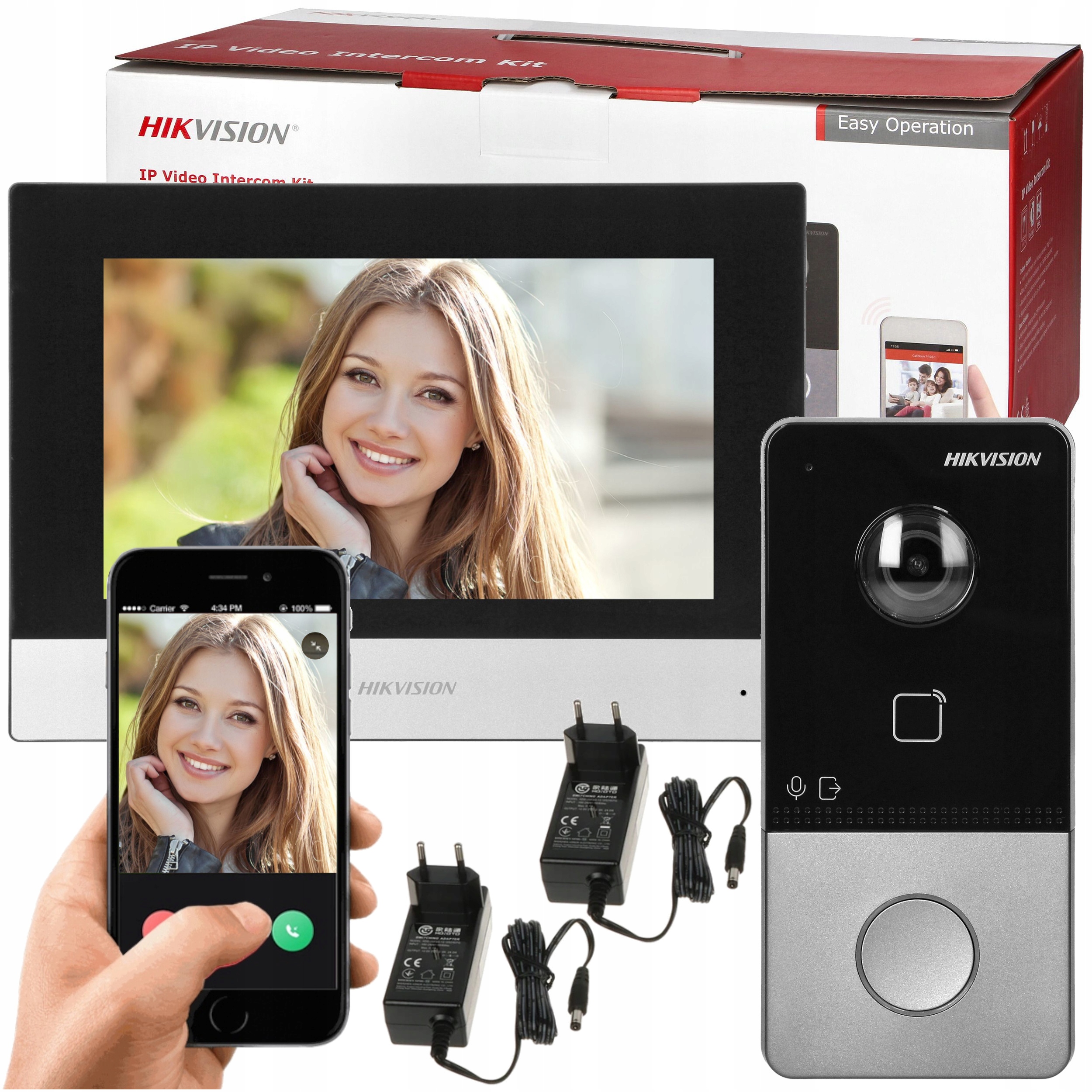 WIDEODOMOFON VIDEODOMOFON WIFI IP LCD 7" FULL HD APLIKACJA HIKVISION