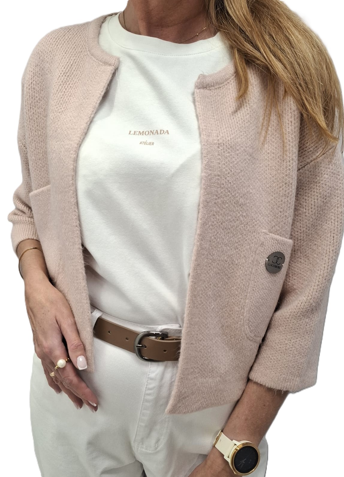 Cocomore Svetr Bomber Bolerko Přehoz Pudrová Růžová New