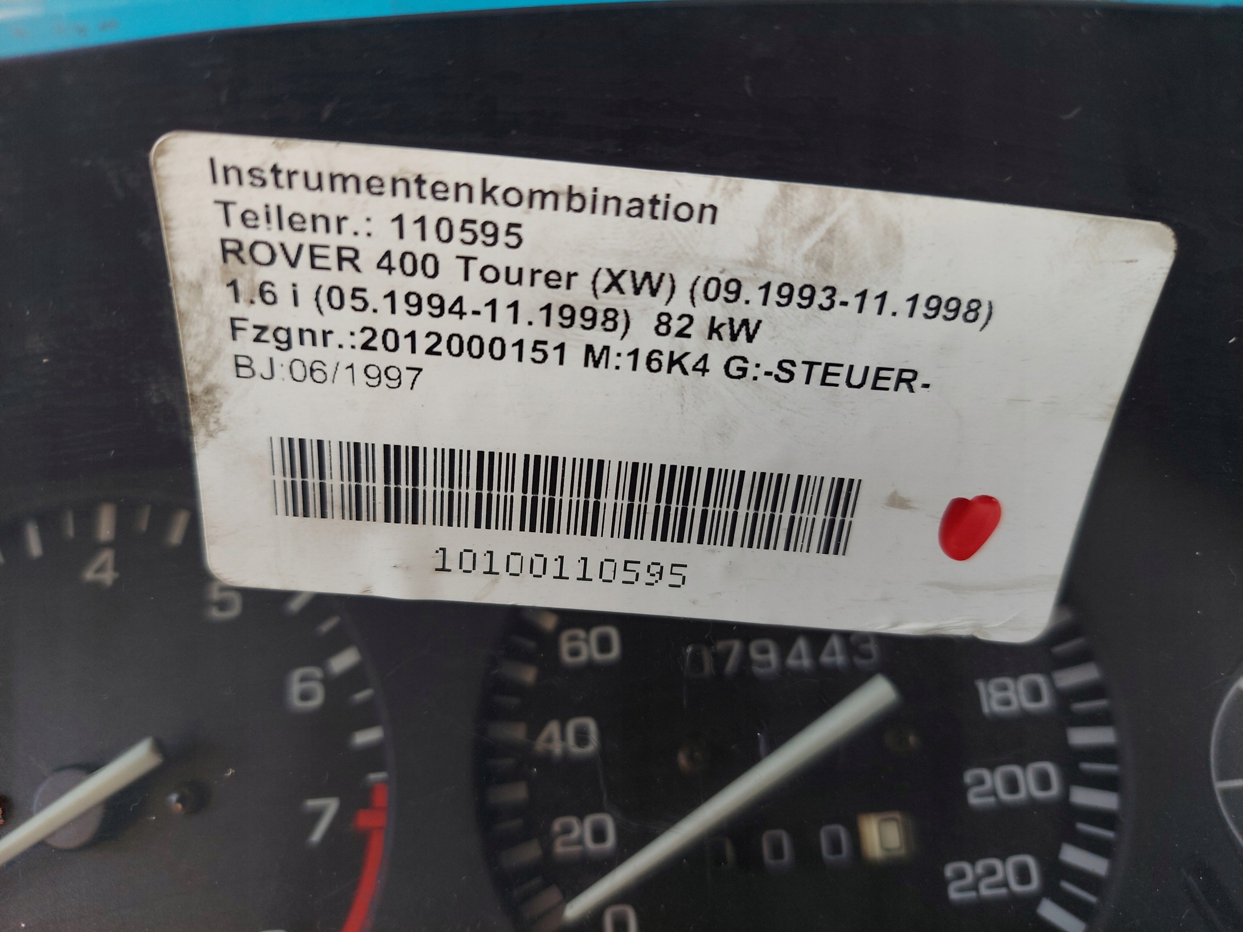 dials clock ROVER 400 1.6 B AR0025006