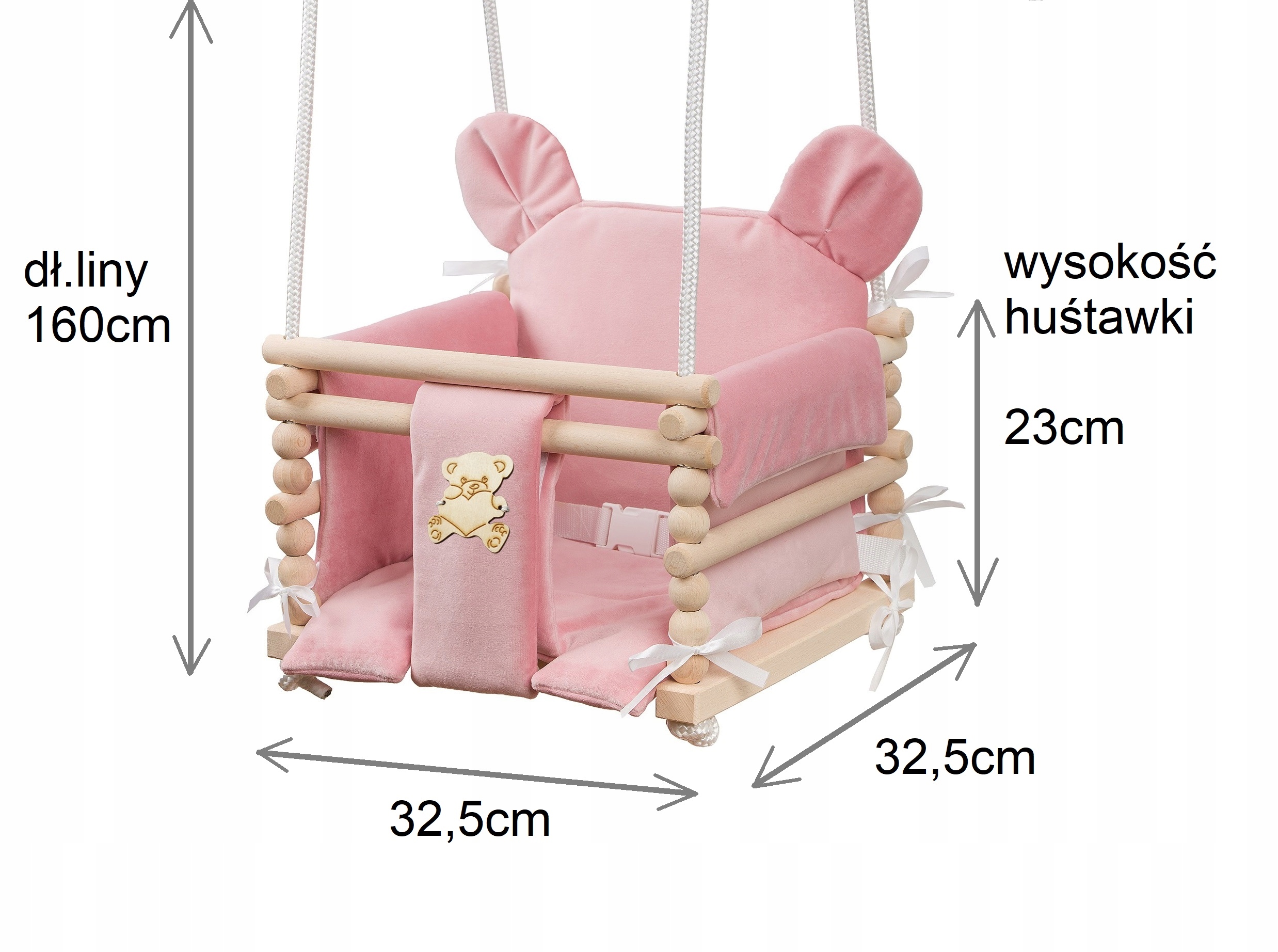 Huśtawka dla dziecka DREWNIANA 3W1 MOCNE SIEDZISKO Maks. obciążenie 25 kg