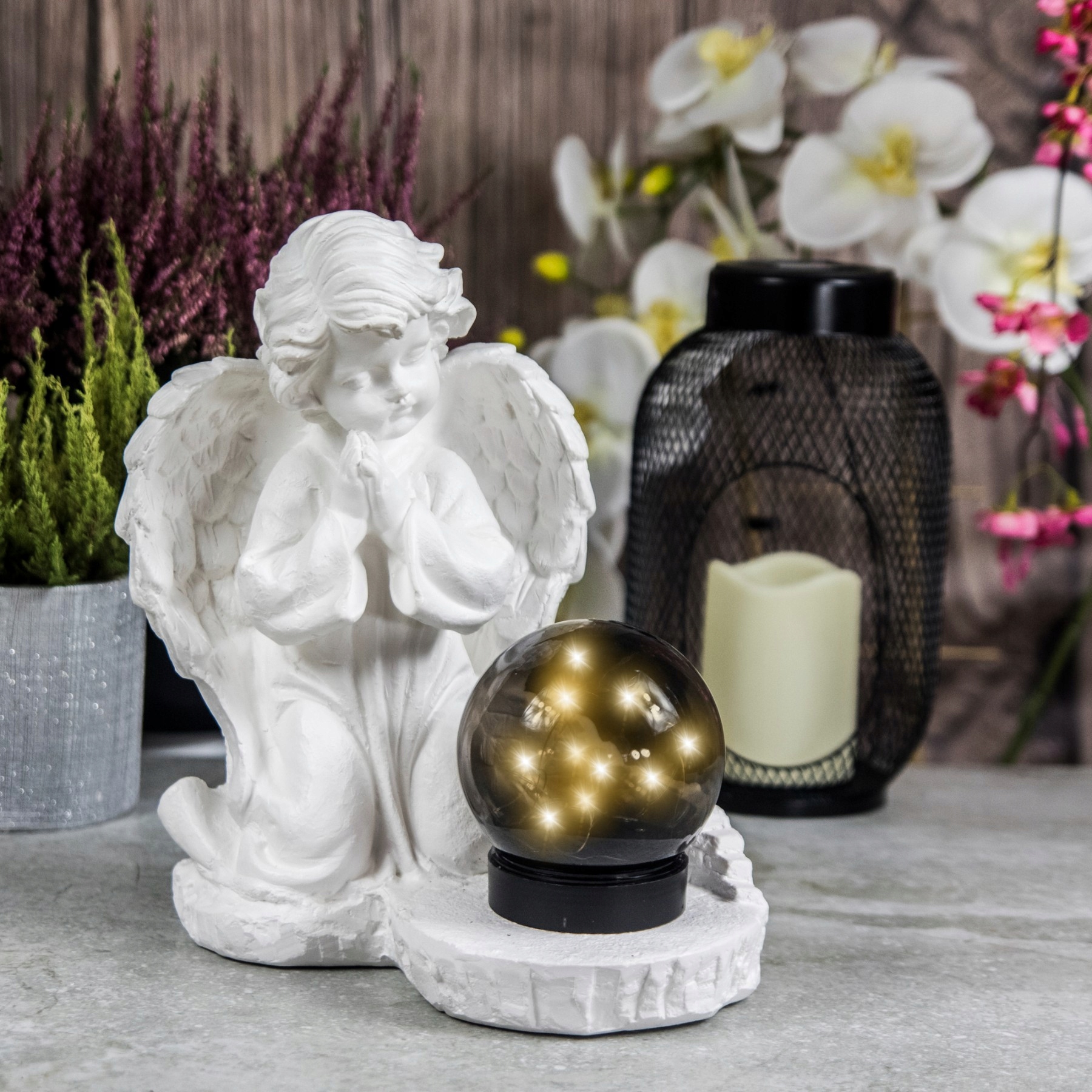 ZNICZ GIPSOWA FIGURKA NAGROBNA LAMPA SOLARNA LED Typ led