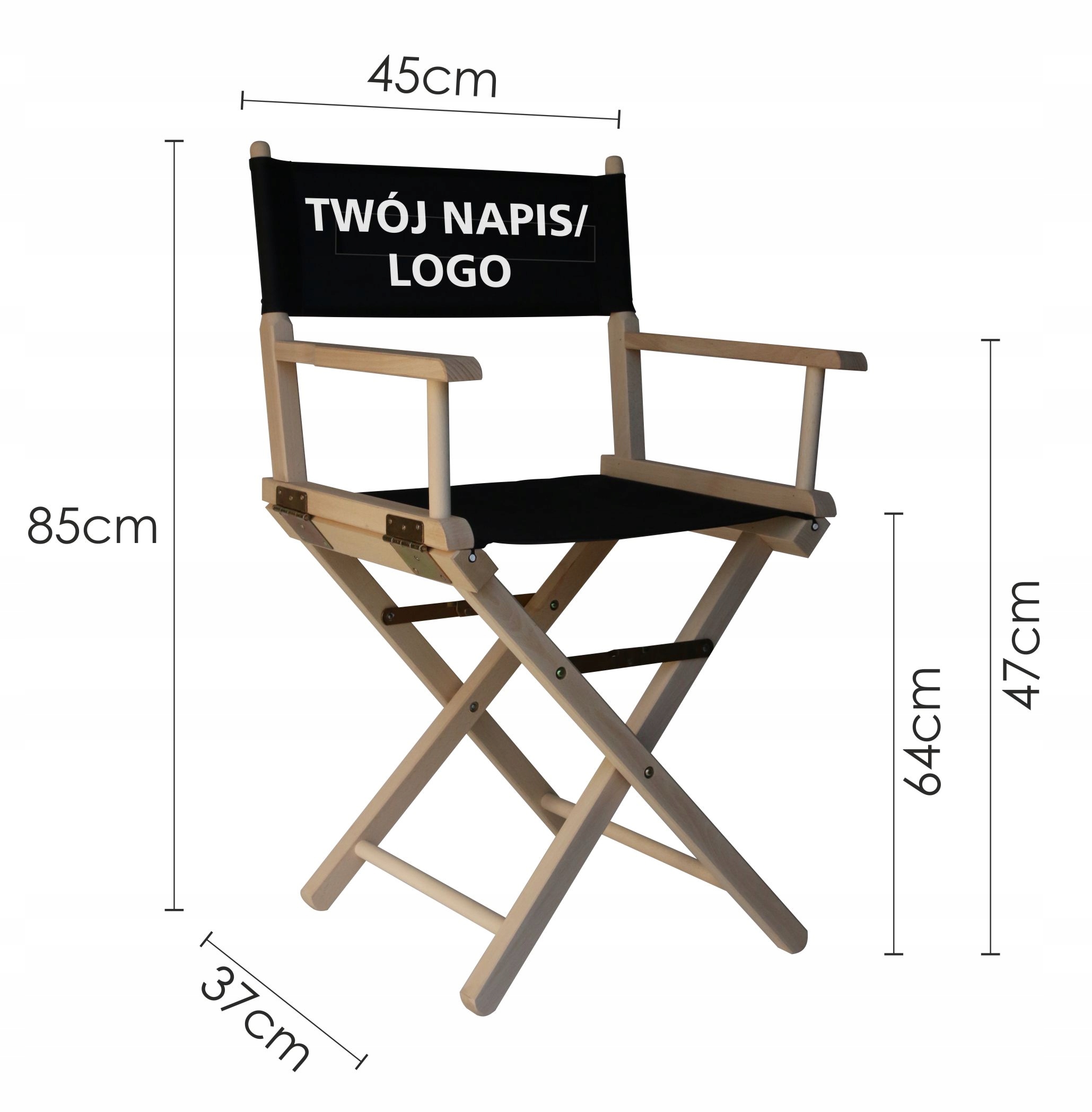 KRZESŁO REŻYSERSKIE Z TWOIM NADRUKIEM Z 1 STRONY - składane