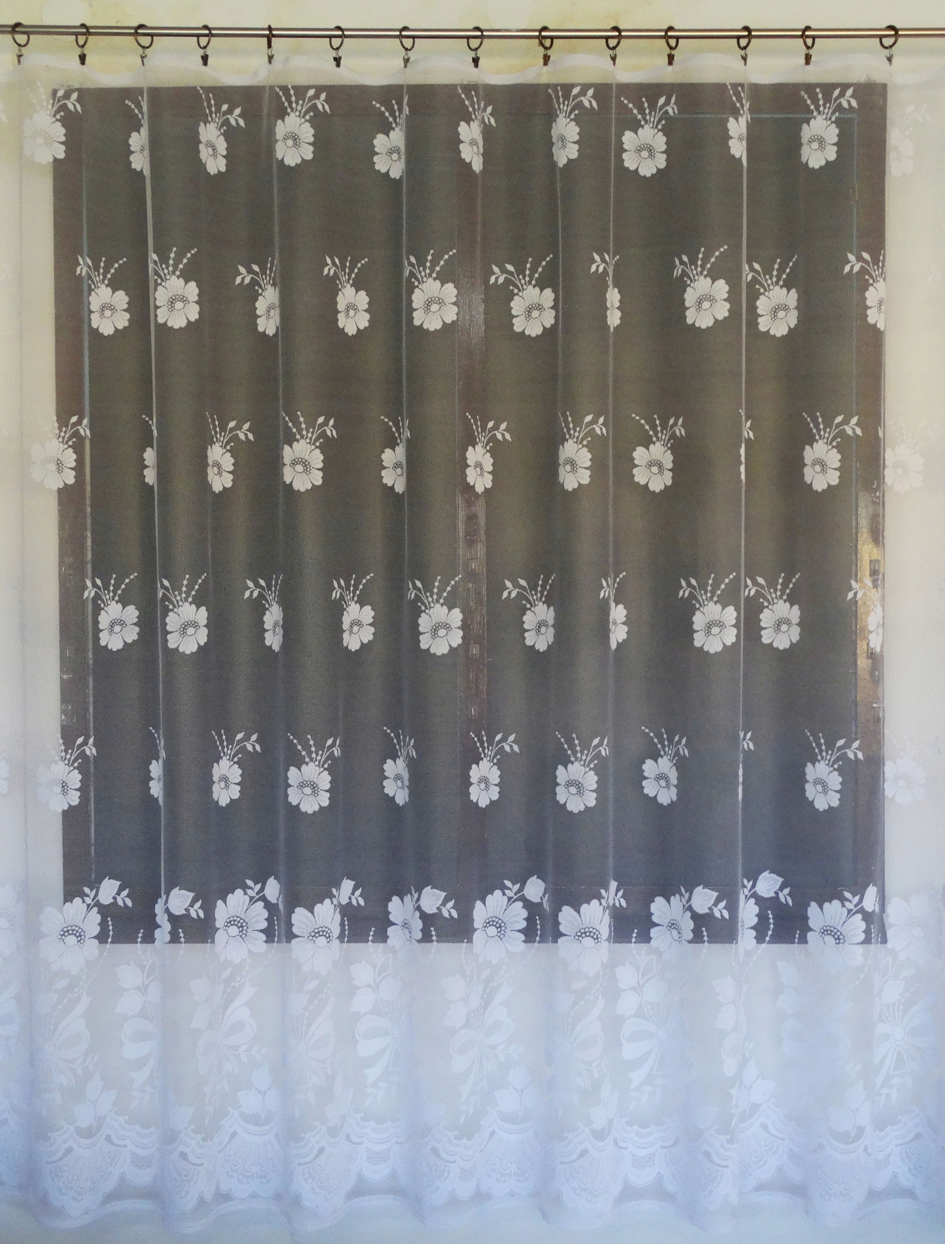 Mg Záclona Květiny 958 Bílá 400x195 cm hotová s páskou M