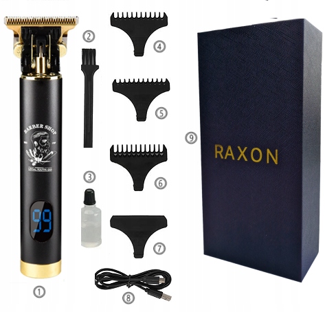 STYLOWY TRYMER DO BRODY WŁOSÓW PROFESJONALNA MASZYNKA Z WYŚWIETLACZEM LCD Marka Raxon