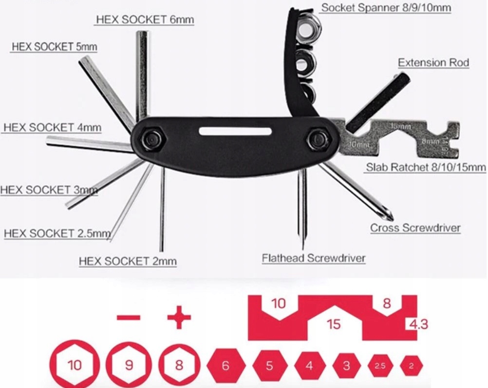 MULTITOOL 15w1 Narzędzia do hulajnogi elektrycznej Kod producenta Multitool