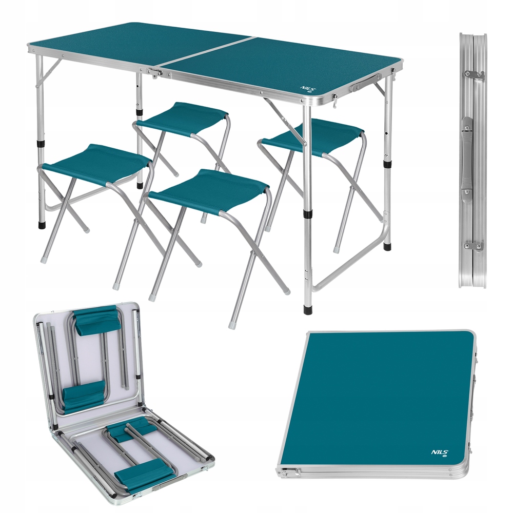 Sada zahradního cateringového skládacího stolu pro turisty 4 židle Nils