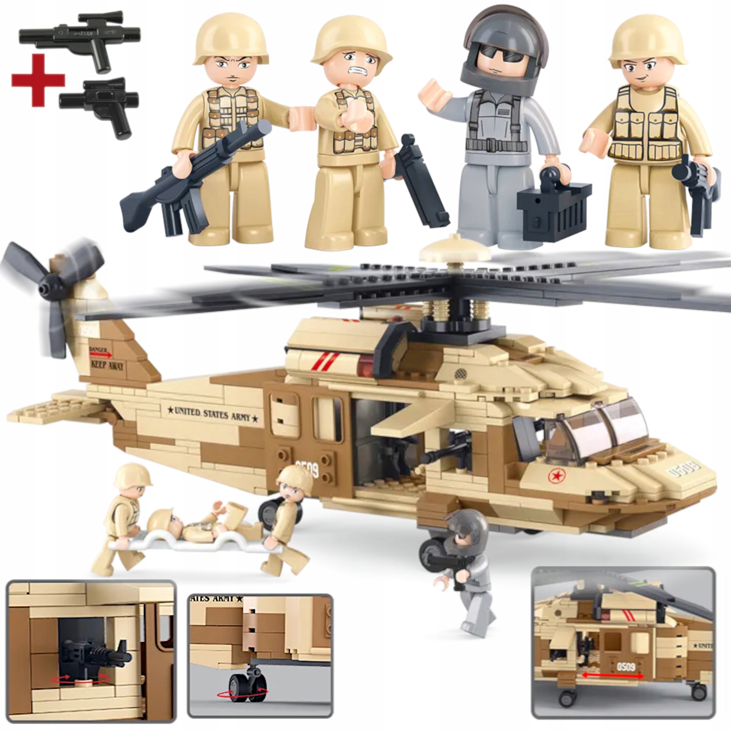Stavebnice Sikorsky UH-60 Black Hawk 439 dílků 4 figurky Lego Zbraň