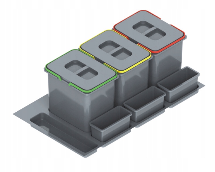Pojemnik na odpady Praktiko 80 potrójny (3x15l) tworzywo sztuczne srebrny