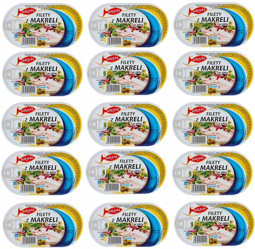 15x 170g Graal filety z makreli w oleju Karton