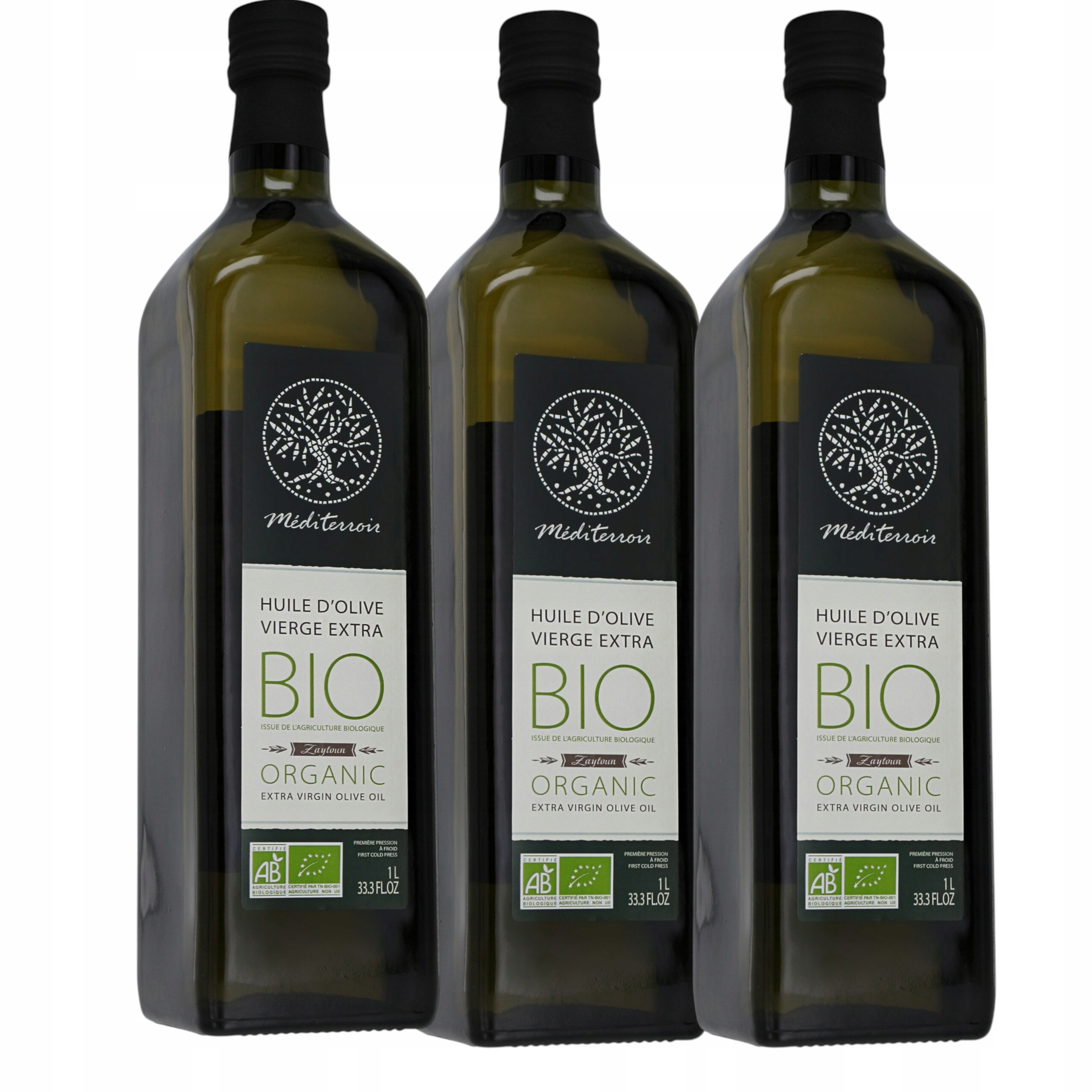 Zestaw 3 szt x butelka 1 L Bio Oliwa z oliwek extra virgin Méditerroir