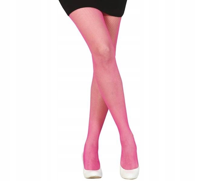 RAJSTOPY RÓŻOWE KABARETKI SIATKA DISCO LATA 80