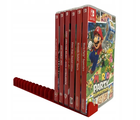 Stojak Podstawka Na Gry Płyty Nintendo Switch Nóżka 18 Miejsc Czerwona
