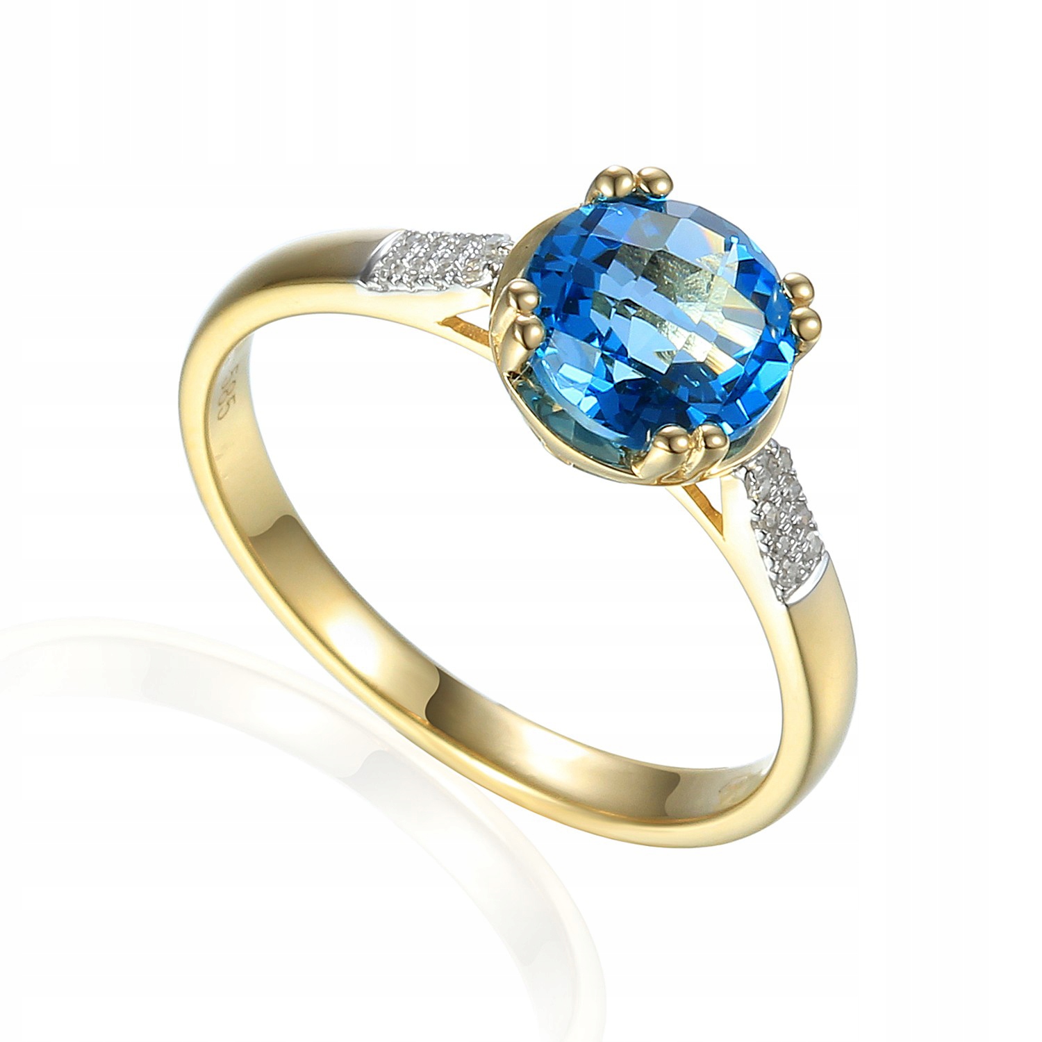 Prstýnek Au585 s modrým topazem a brilianty R82457Y/800048851
