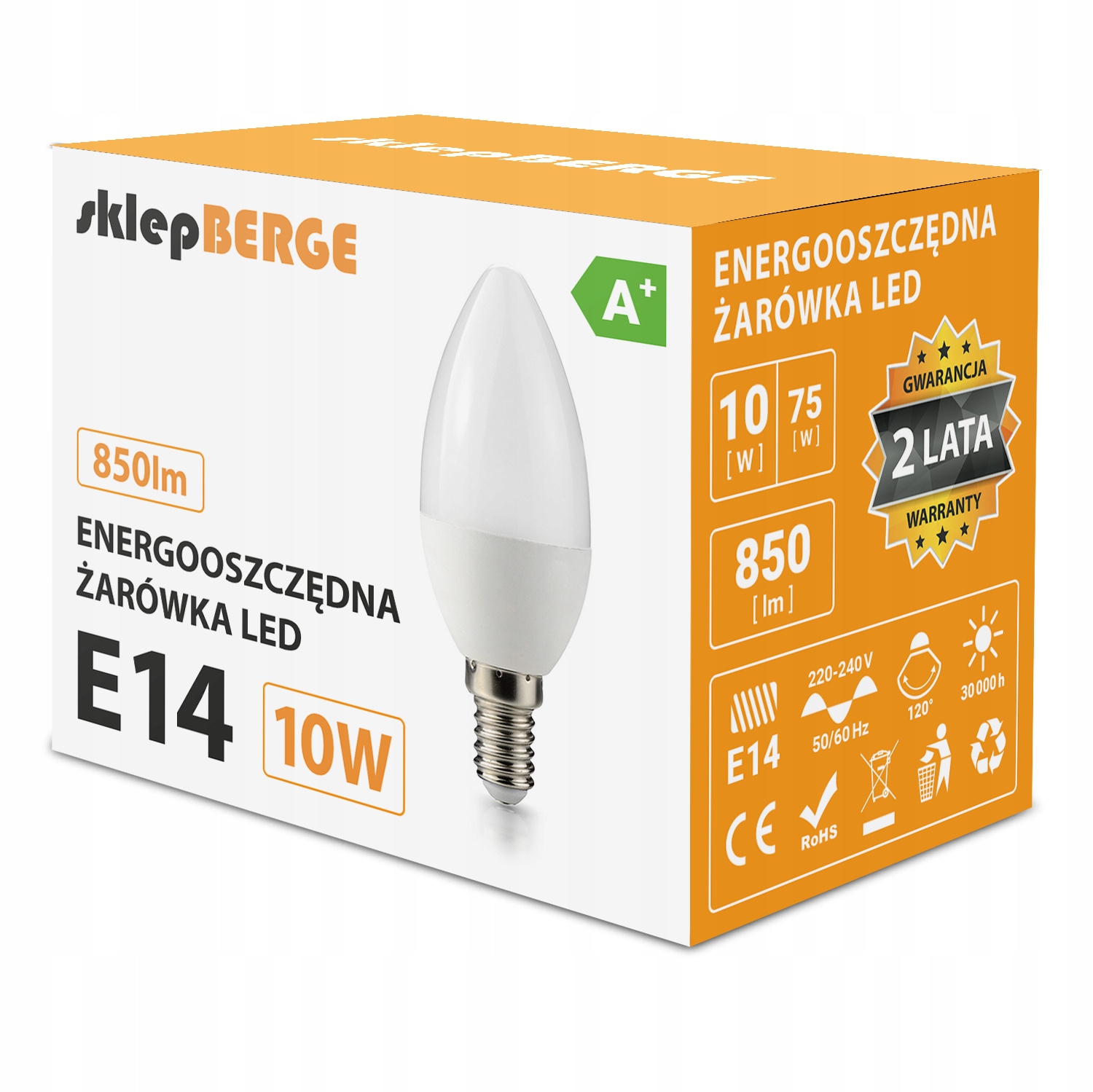 

Żarówka Led E14 C37 10W=95W 850lm 3 Barwy Berge