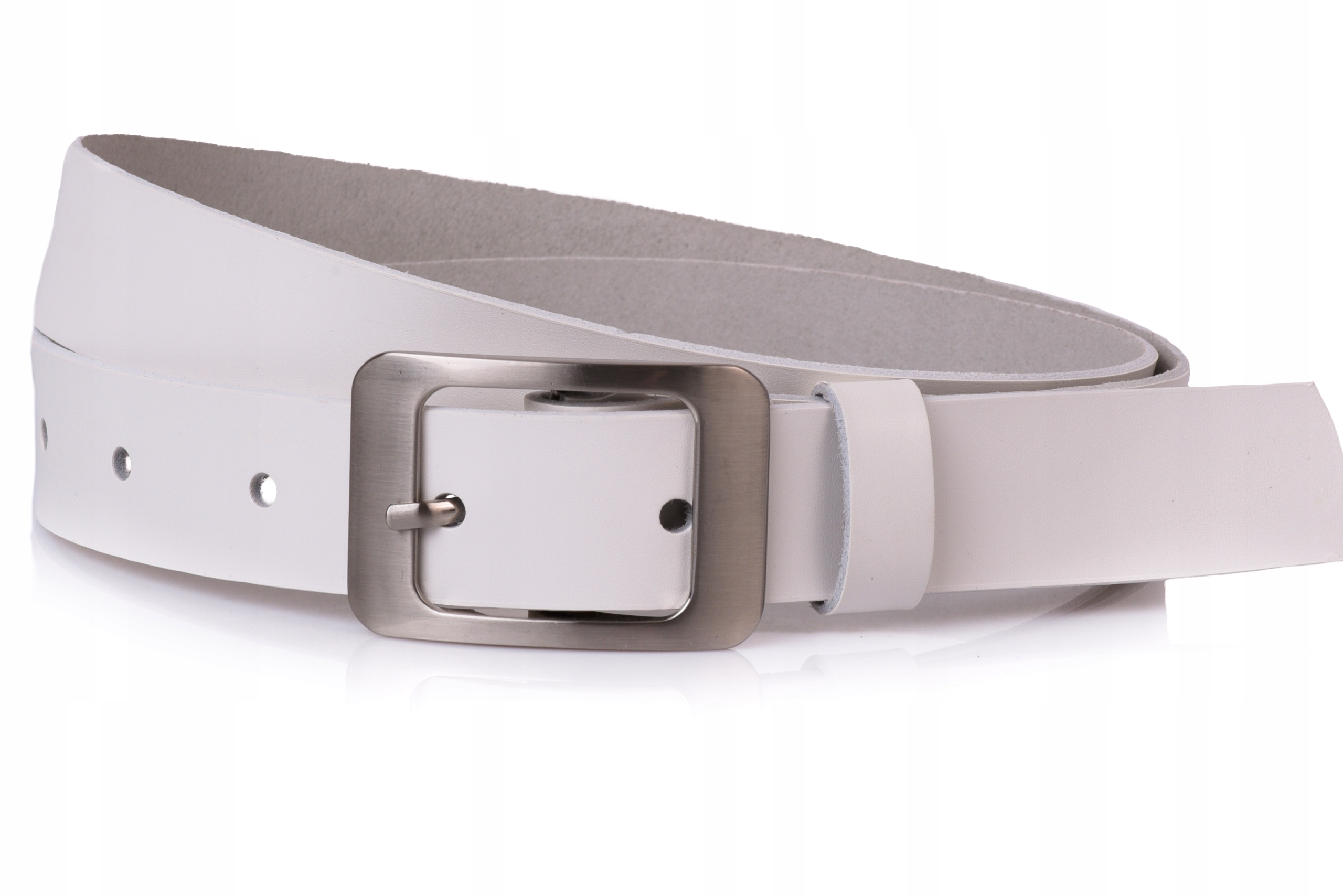 

Skórzany Pasek damski 3cm Biały