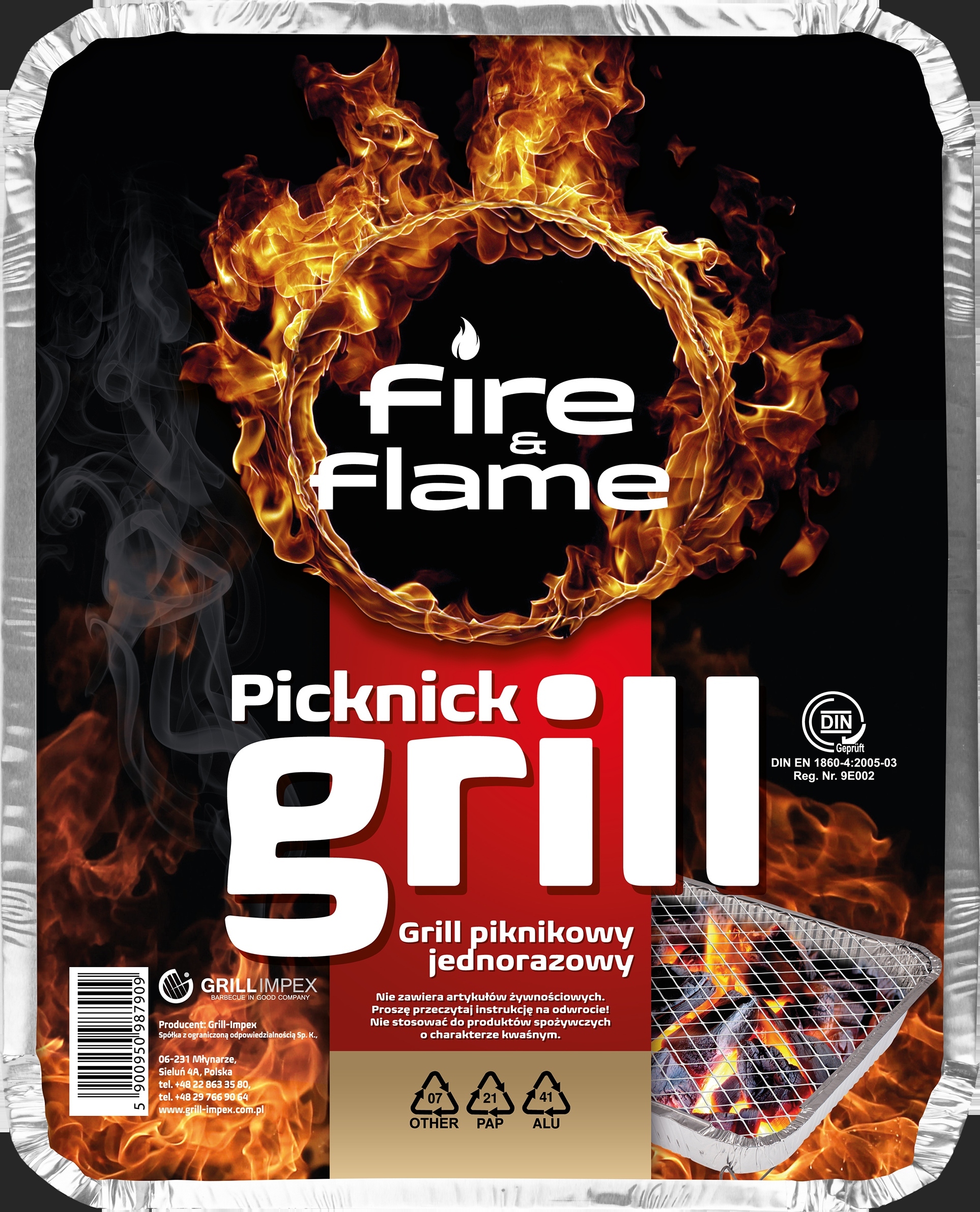 

Grill Fire&flame Piknikowy Jednorazowy Węglowy