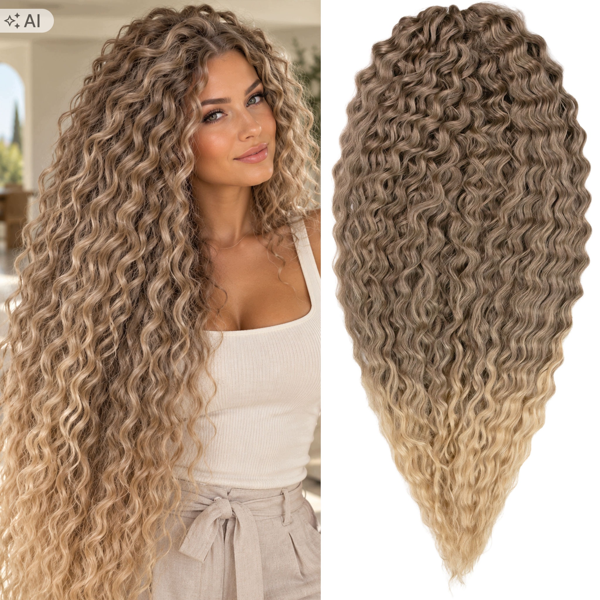 Włosy syntetyczne Afroloki Arielki Ariel Plus 400g 76cm brąz blond ombre