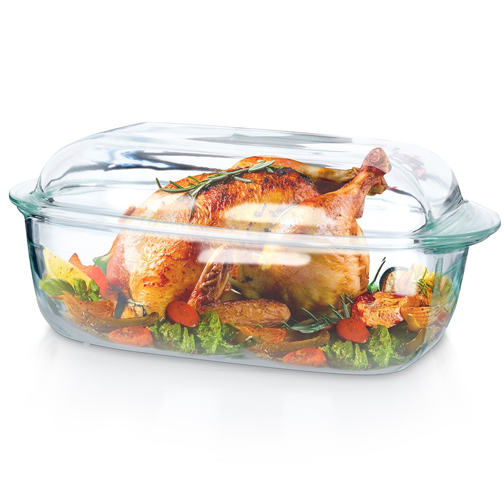 Žáruvzdorná Skleněná Nádoba S Víkem Pekáč Na Pečení 3+1,5 L