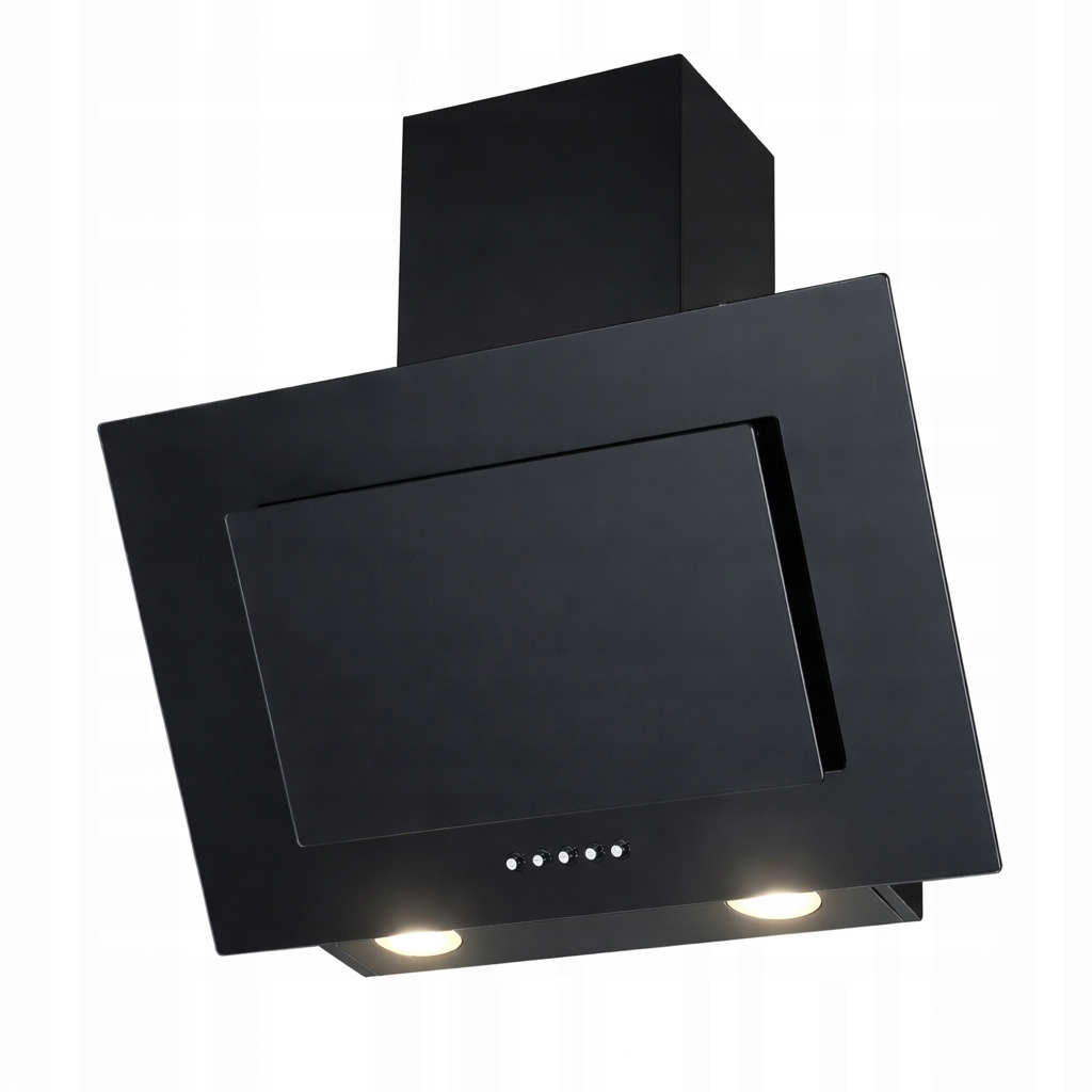 Okap Kuchenny kominowy 60cm Led czarny szkło pochłaniacz 300 m³/h Cichy