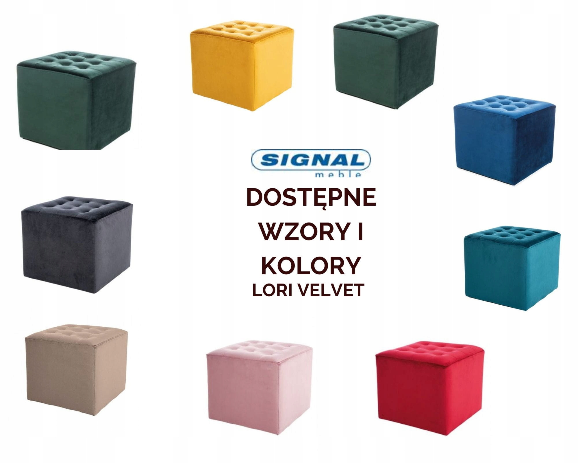 Pufa tapicerowana LORI VELVET curry SIGNAL Szerokość mebla 39 cm