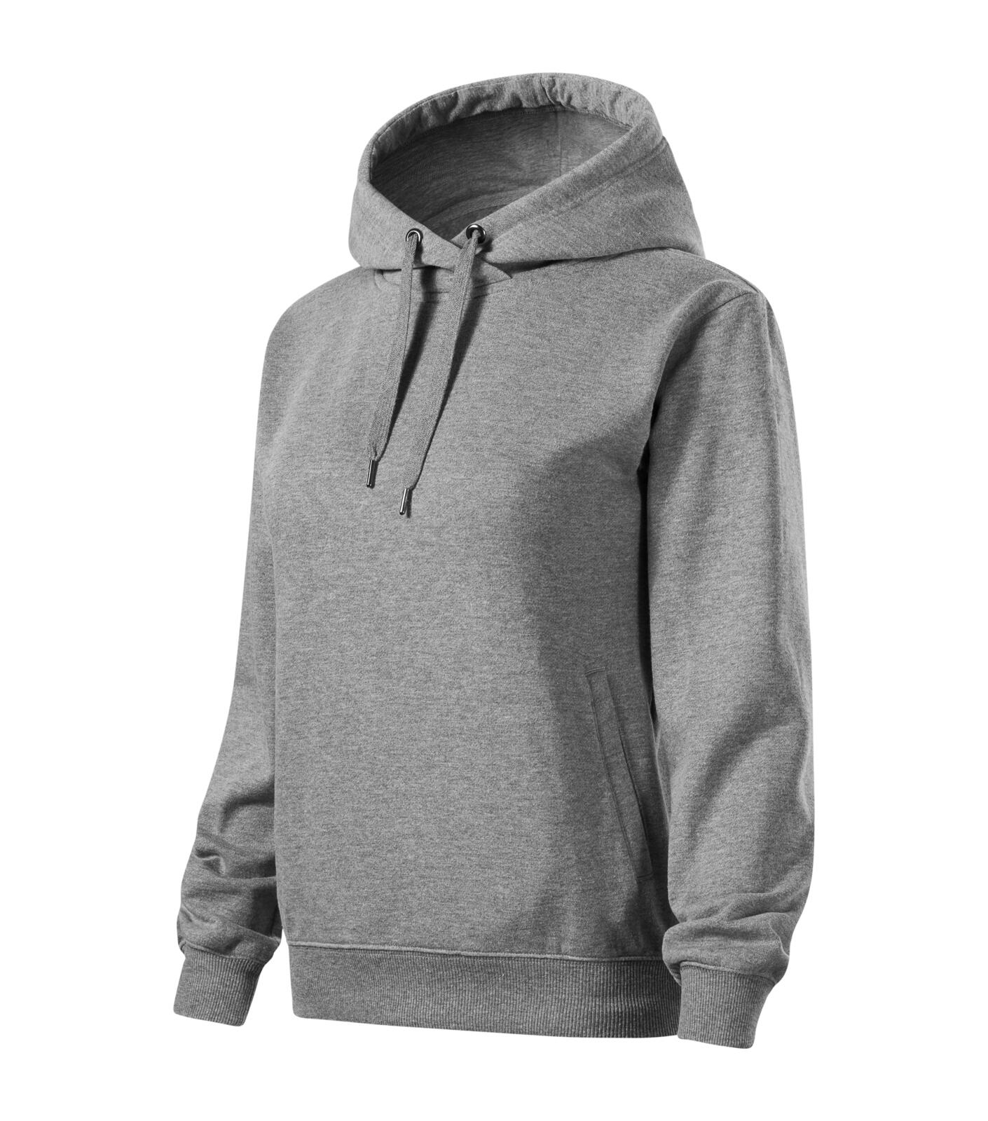 Mikina s kapucí z bavlny Malfini MOON421 Tmavě Šedý Melír S