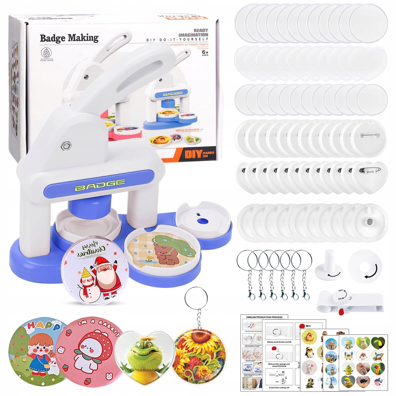 Maszynka Prasa Do Przypinek Buttonów Pinów Pinsów 35MM 55MM 88 Szt 58 MM