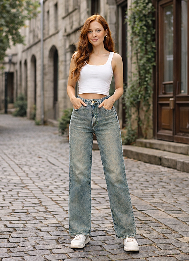 dámské švédské džínové kalhoty M.Sara Wide Leg, velikost L