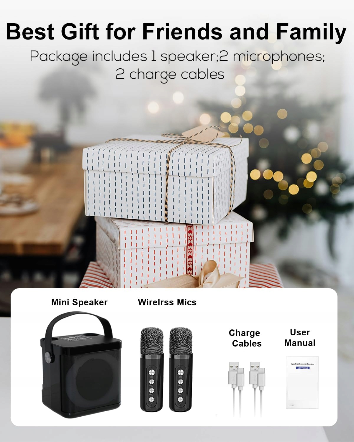 KARAOKE MASZYNA Z 2 MIKROFONAMI BLUETOOTH LED DLA DZIECI I DOROSŁYCH — miniatura 7