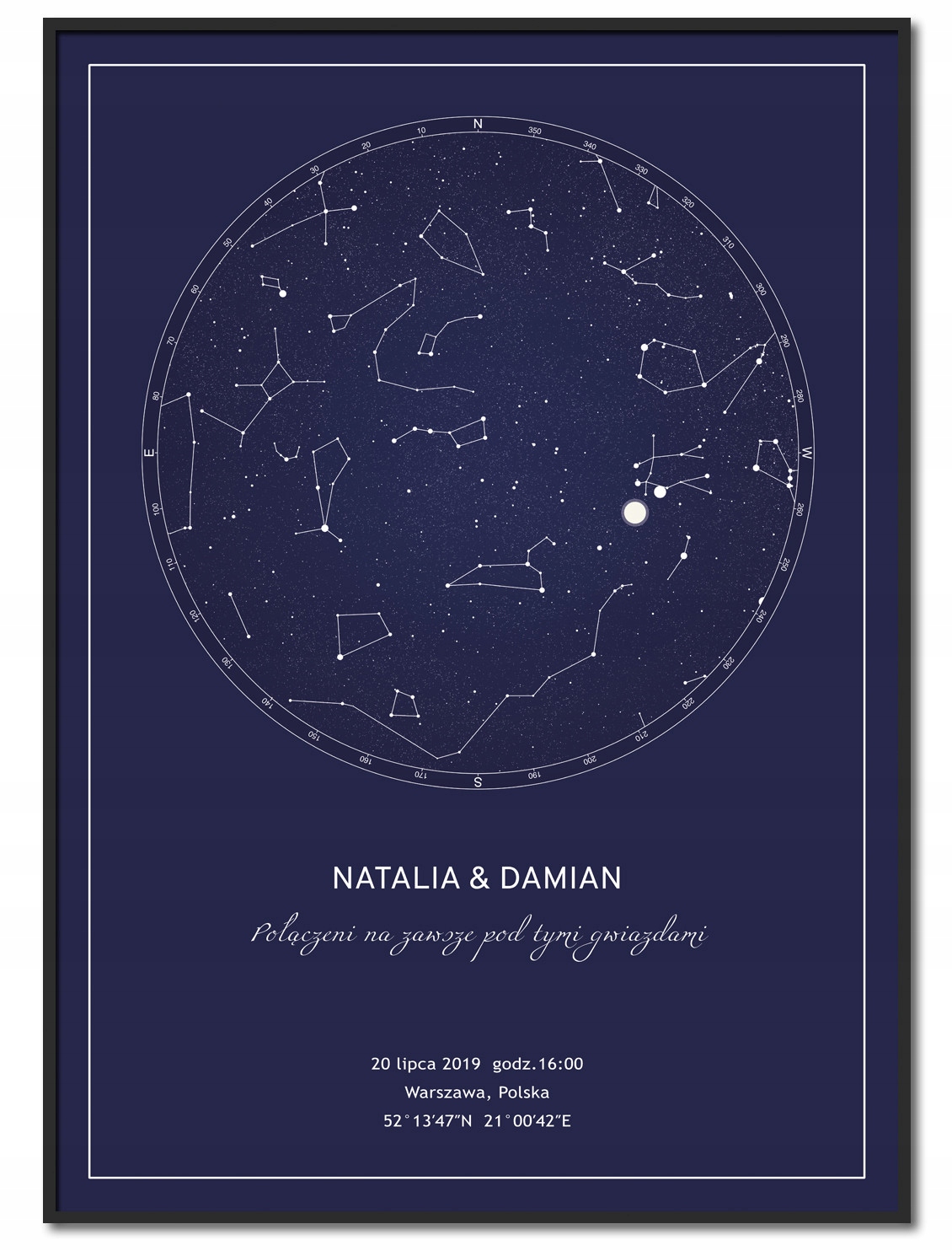 Mapa Nieba Gwiazdy - Plakat spersonalizowany 50x70