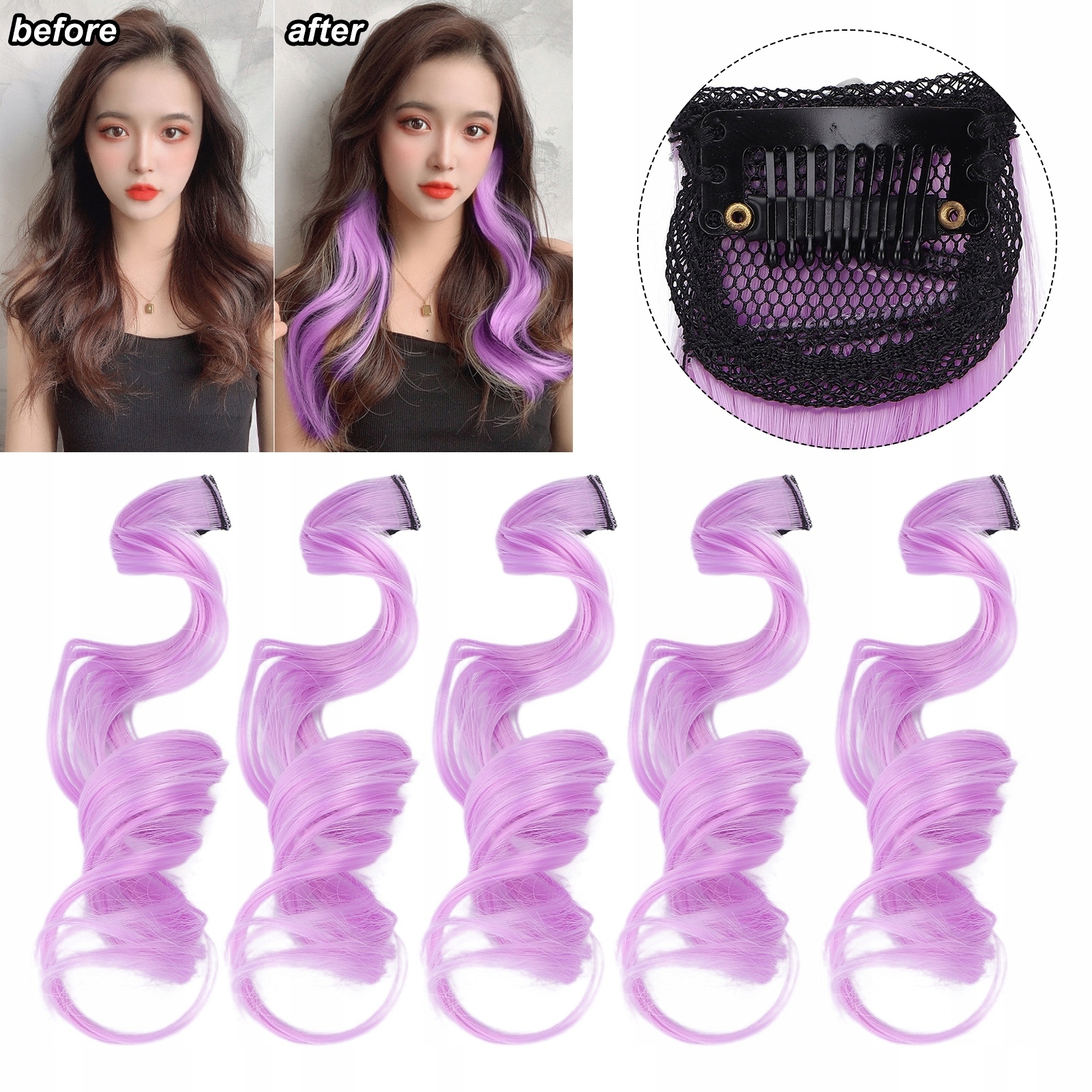 5X DOCZEPIANE WŁOSY CLIP IN PASEMKA FIOLETOWY Kod producenta Giancomo Massa830