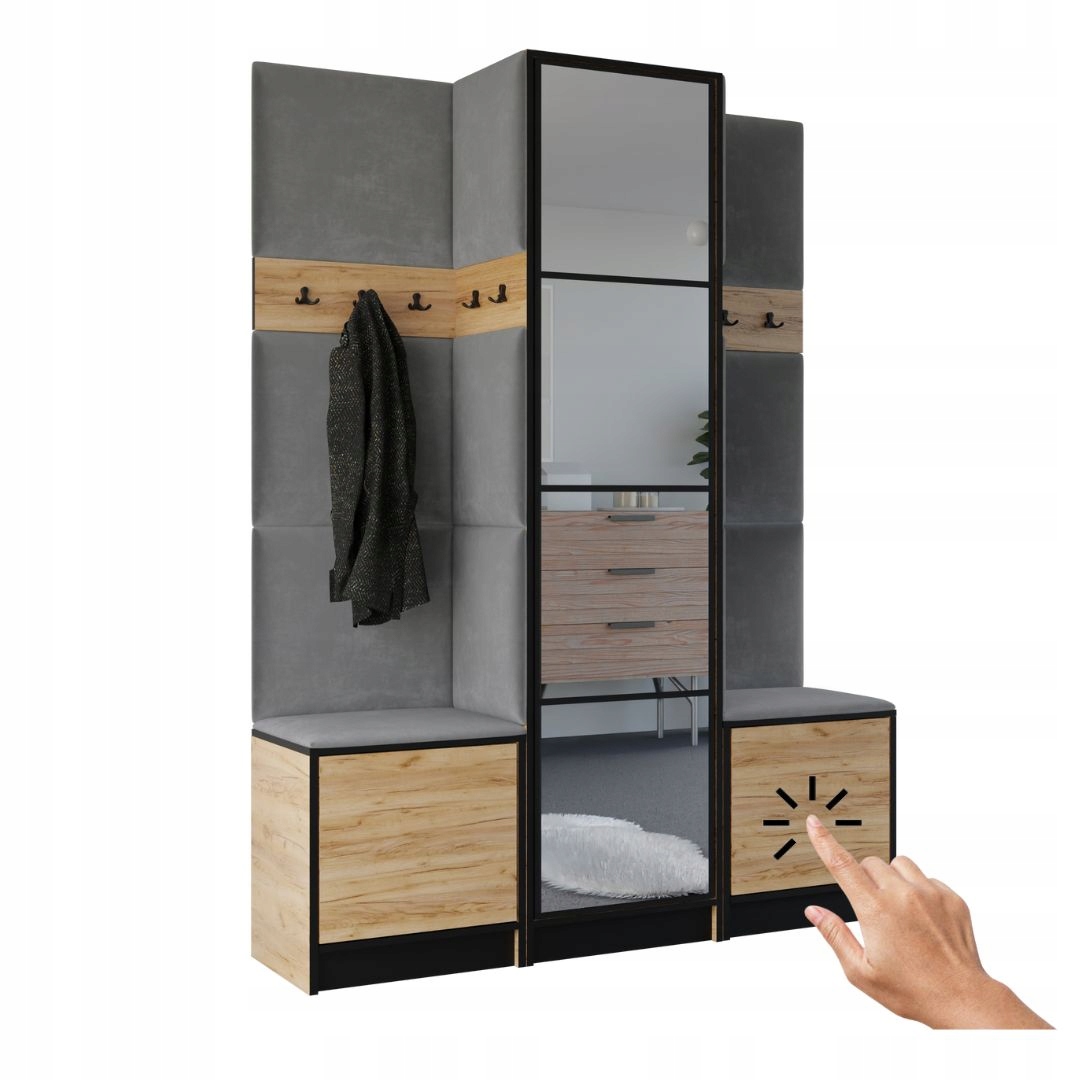 Šatní skříň Costa 16 dub craft zlatý šedá tkanina Vzor 1