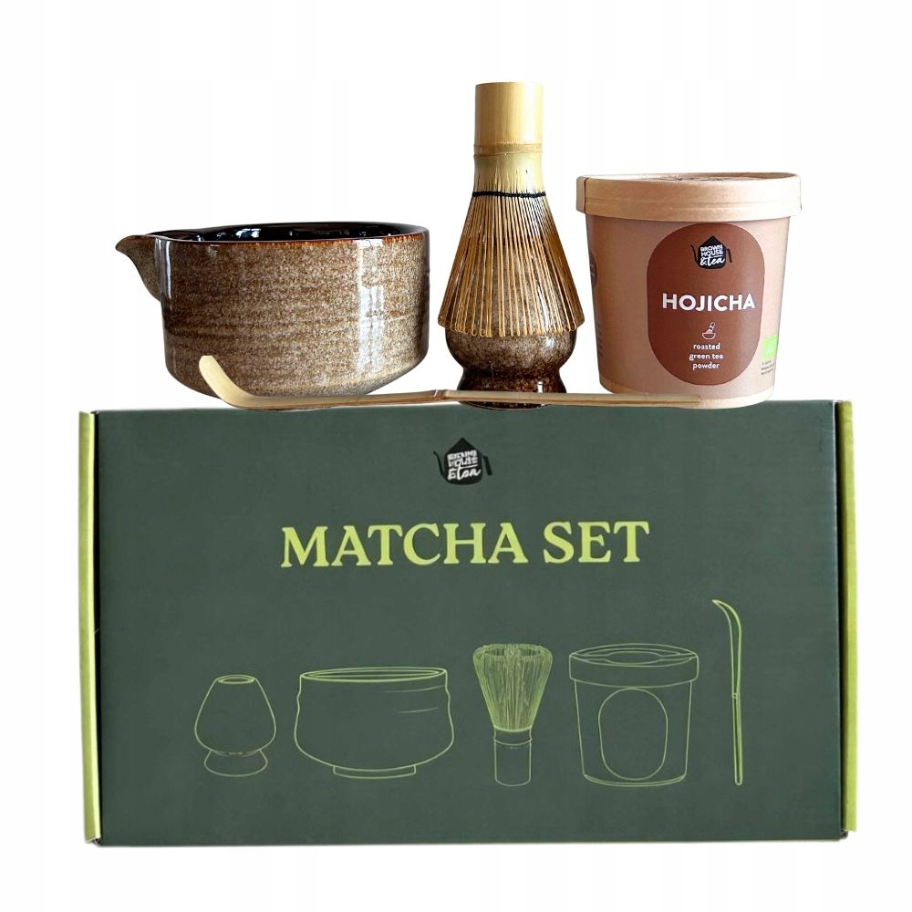 Matcha set – prezentowt zestaw startowy do matchy – Hojicha 40g
