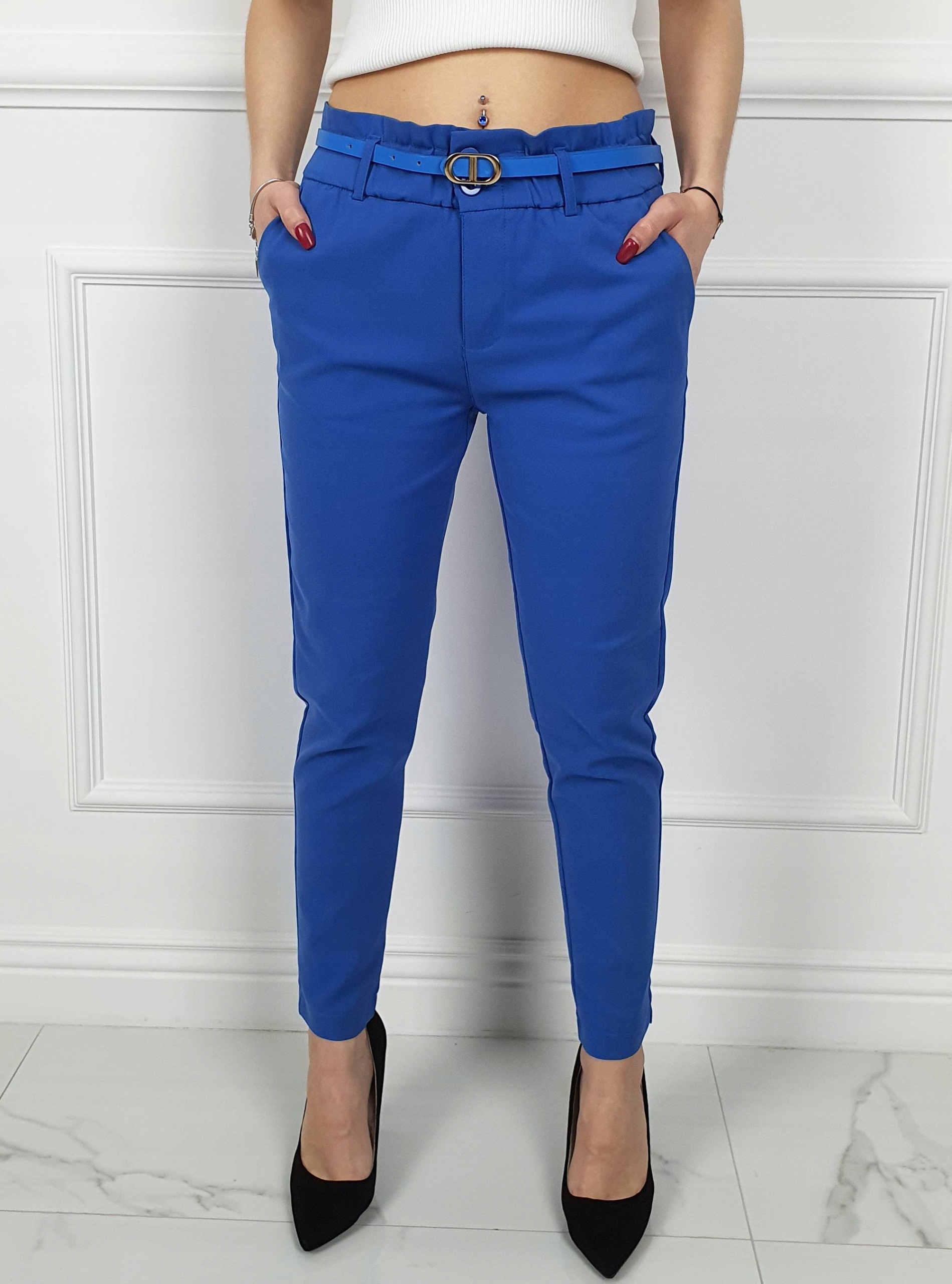 #ELEGANCKIE SPODNIE DAMSKIE Freesia 7/8 - Falbanka Marka Freesia