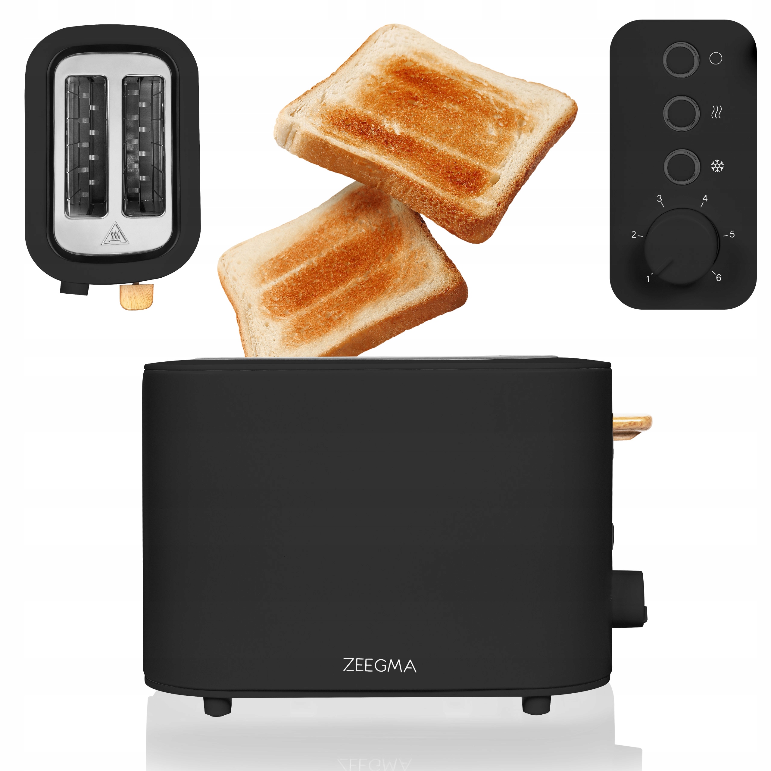 Toustovač Elektrický Opékač Topinek Černý 820 W 6 úrovní 3 režimy