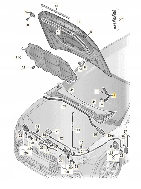 ZAWIAS MASKI LEWY PRAWY AUDI A1 GB 18