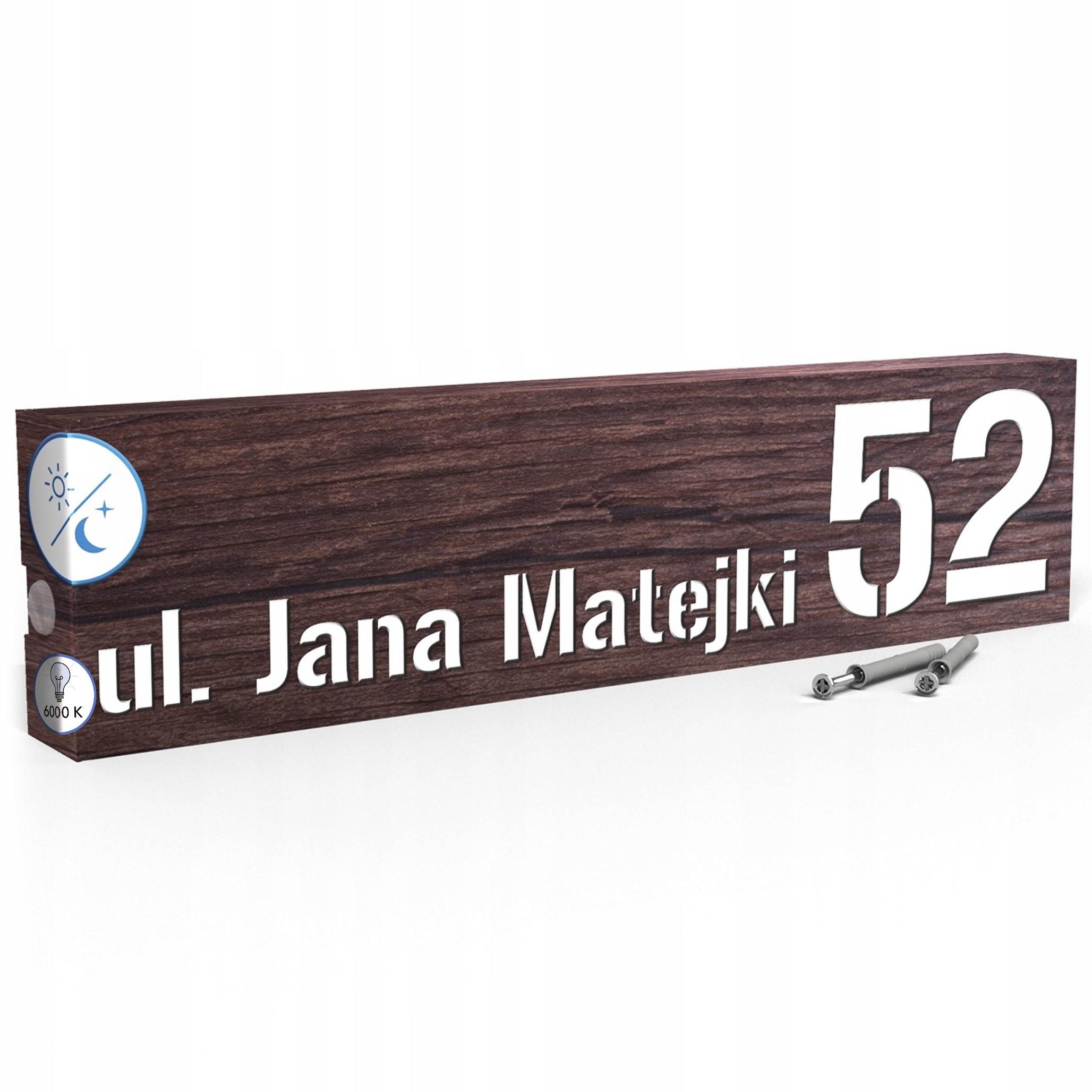 Podsvícené Číslo Na Dům Adresová Tabulka Led 40X10 cm Senzor Soumraku