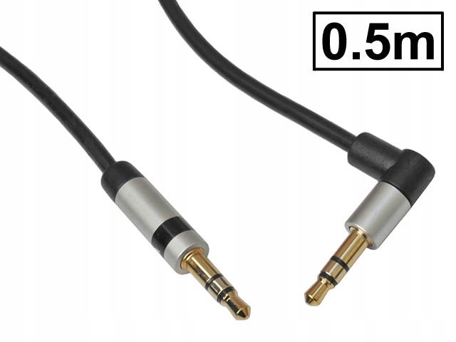 

Kabel Jack 3.5/3P Trs w-w kątowy Slim Vitalco 0.5m