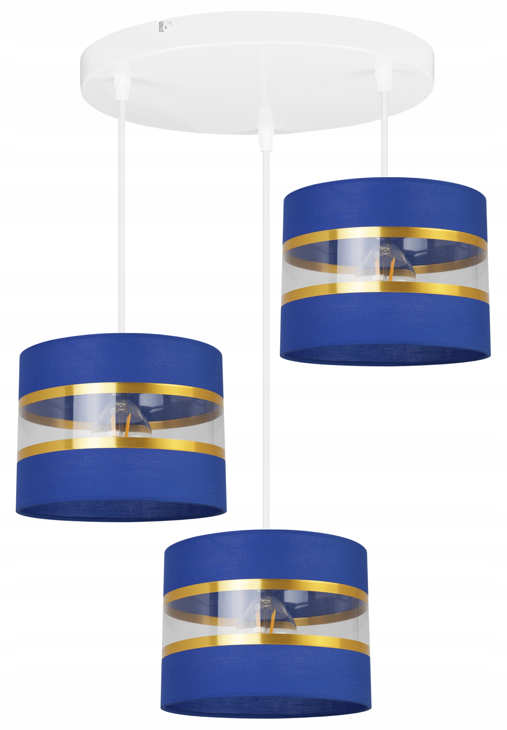 Závěsná Stropní Lampa S Trojitým Lustrem Glamour, Zlaté Pruhy, Stínítko