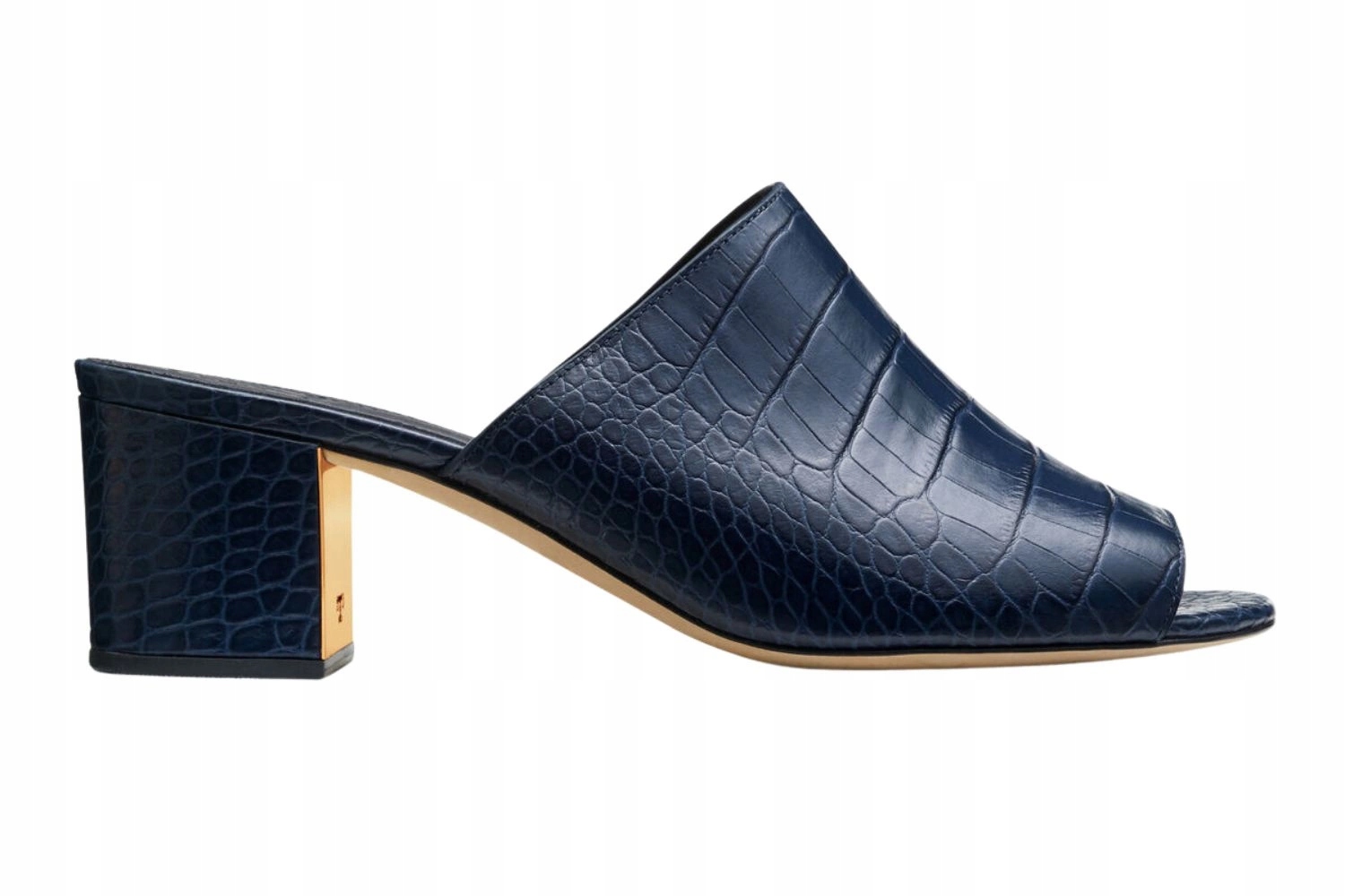 Nazouváky pantofle Tory Burch Martine 55 MM, modré, kožené, elegantní, velikost 36,5