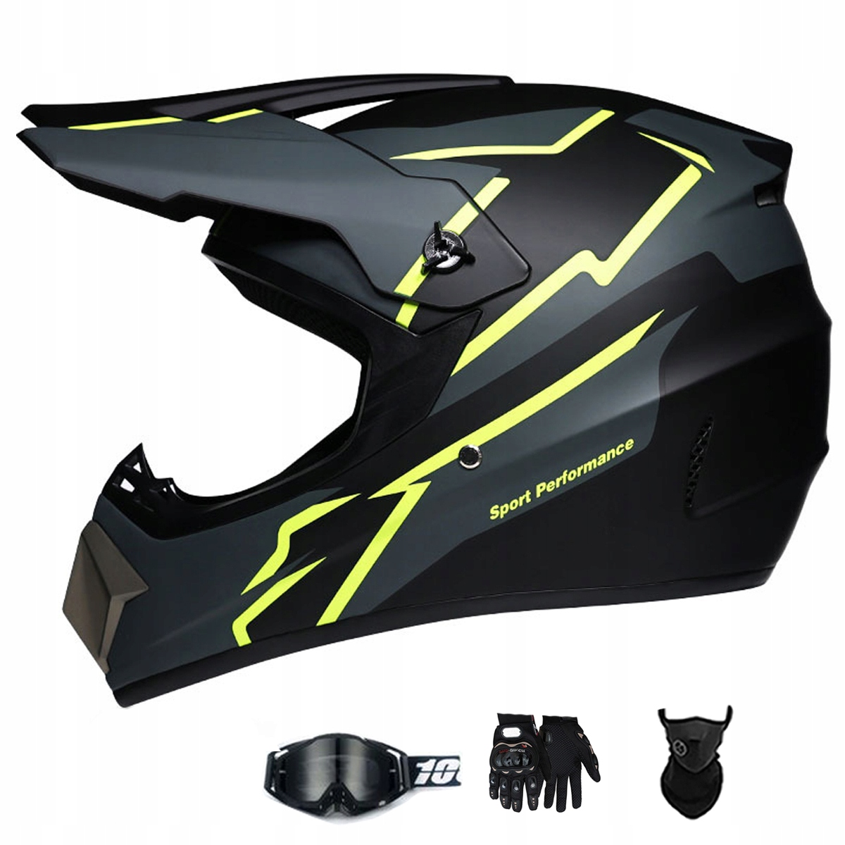 Motocyklová Přilba Lehká Enduro Quada Brýle Rukavice Maska XL